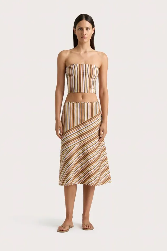 Women Faithfull The Brand Skirts and Shorts En Vau Skirt Terracotta Stripe