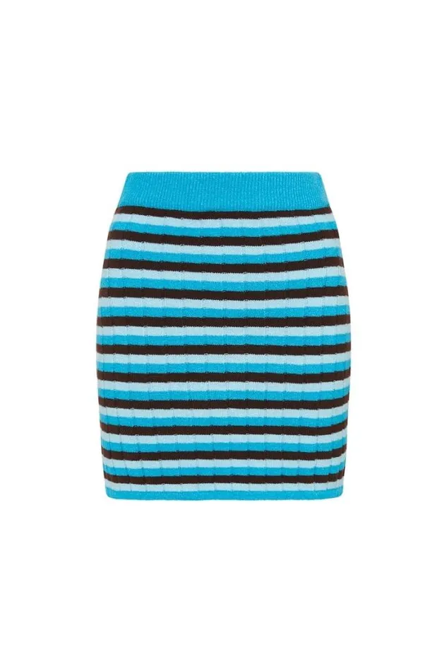 Women Faithfull The Brand Skirts and Shorts Naja Knit Skirt Blue Stripes 8211 Final Sale