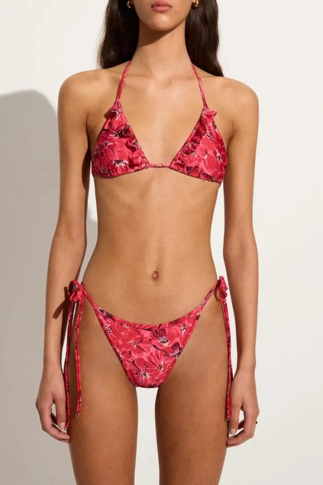 Women Faithfull The Brand Swim Carmen Bikini Top El Limon Floral Pink