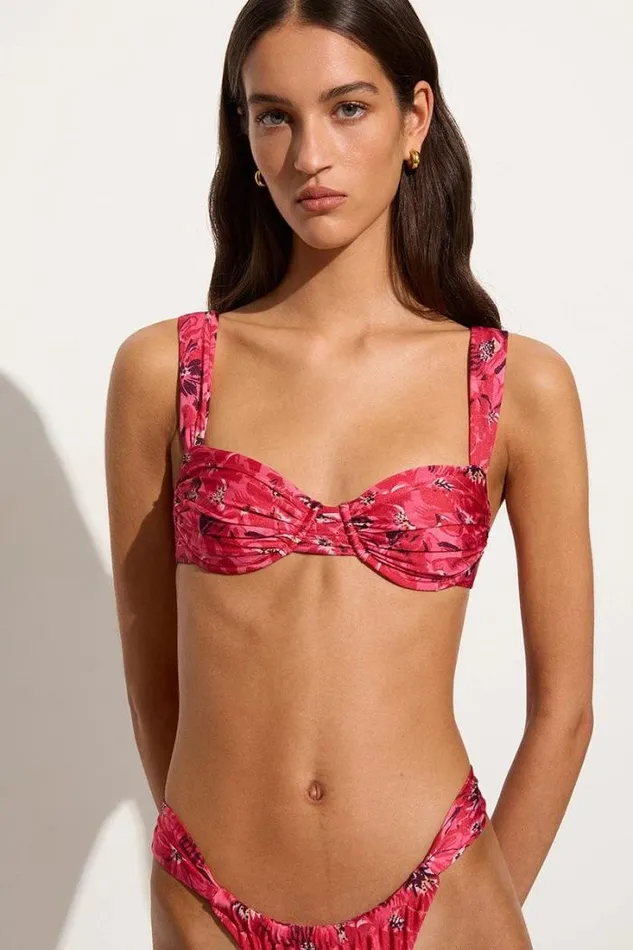 Women Faithfull The Brand Swim Sol Bikini Top El Limon Floral Pink