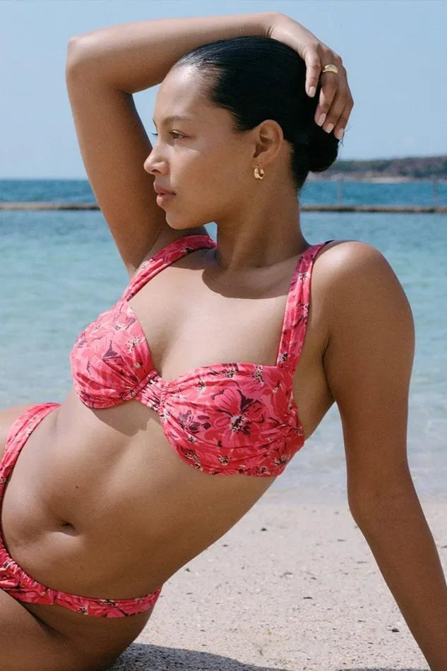 Women Faithfull The Brand Swim Sol Bikini Top El Limon Floral Pink
