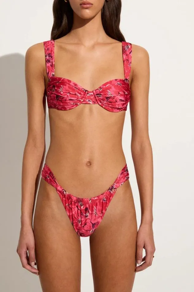 Women Faithfull The Brand Swim Sol Bikini Top El Limon Floral Pink