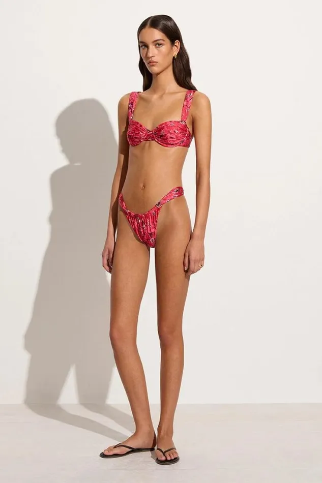 Women Faithfull The Brand Swim Sol Bikini Top El Limon Floral Pink