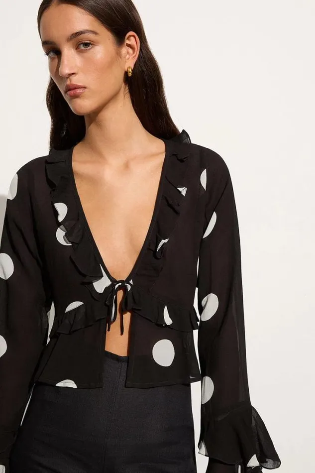 Women Faithfull The Brand Tops Montenegro Top Veia Polka Dot Chocolate
