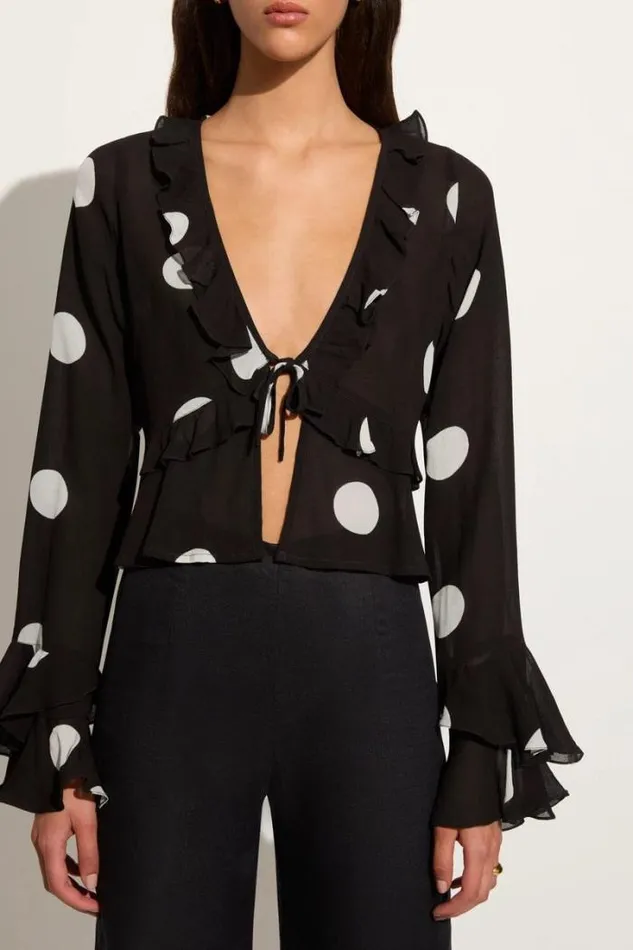 Women Faithfull The Brand Tops Montenegro Top Veia Polka Dot Chocolate