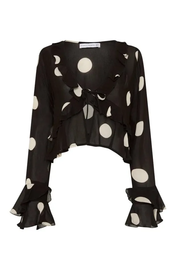 Women Faithfull The Brand Tops Montenegro Top Veia Polka Dot Chocolate