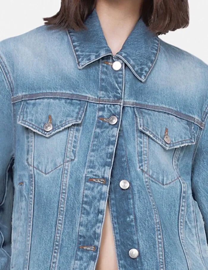 Women Falabella Chain Light Wash Denim Jacket Mid Blue Stella McCartney Coats And Jackets Women Falabella Chain Light Wash Denim Jacket Mid Blue Stella McCartney Coats And Jackets