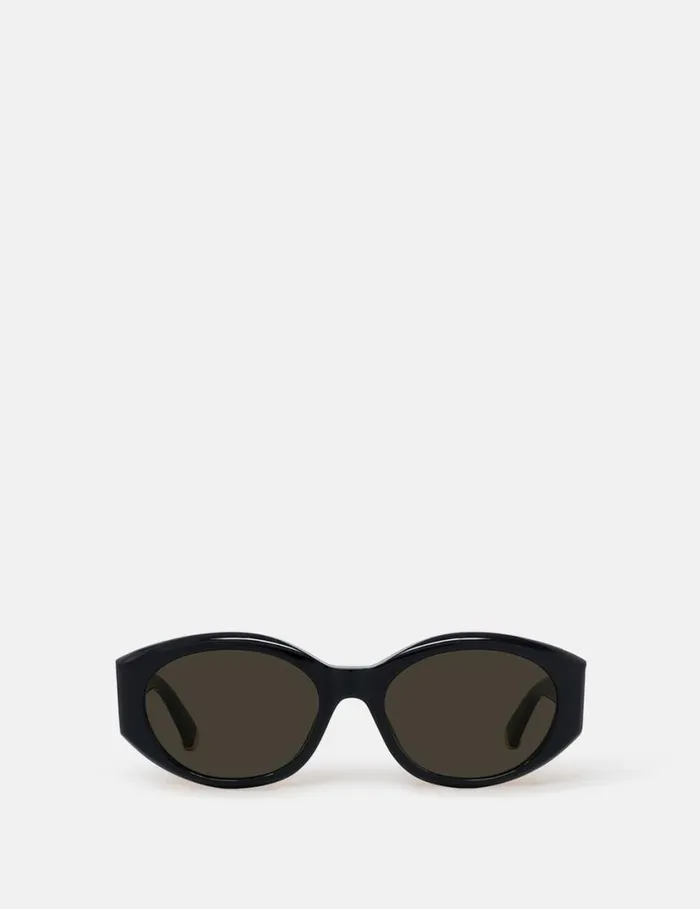Women Falabella Oval Sunglasses Glossy Black Stella McCartney Sunglasses
