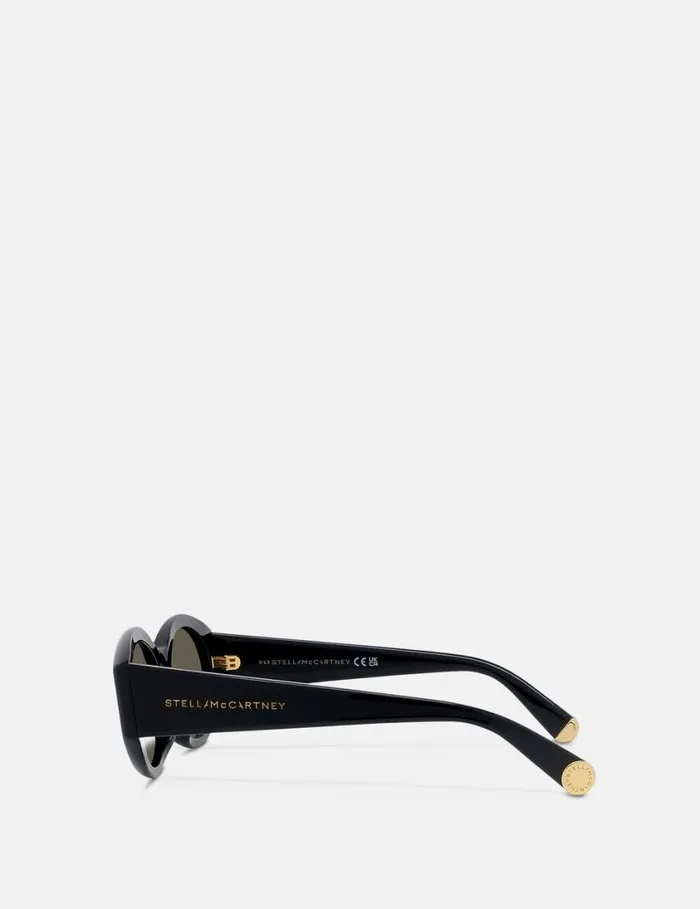 Women Falabella Oval Sunglasses Glossy Black Stella McCartney Sunglasses