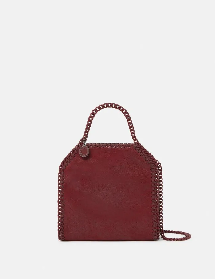 Women Falabella Tiny Enamel Tote Bag Ruby Red Stella McCartney TopHandle Bags