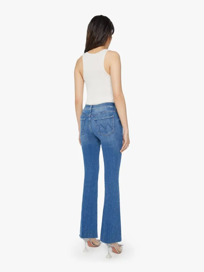 Women Flare Mother Denim The Weekender Fray Medium Blue