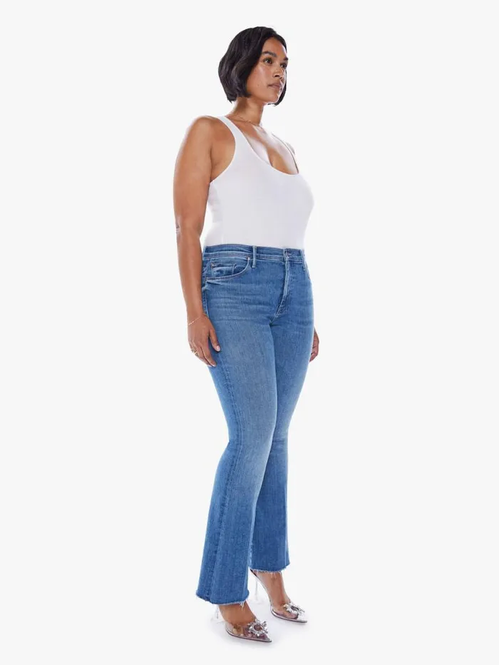 Women Flare Mother Denim The Weekender Fray Medium Blue