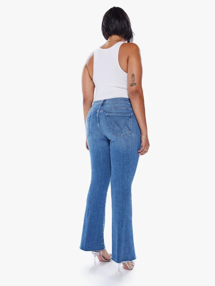 Women Flare Mother Denim The Weekender Fray Medium Blue
