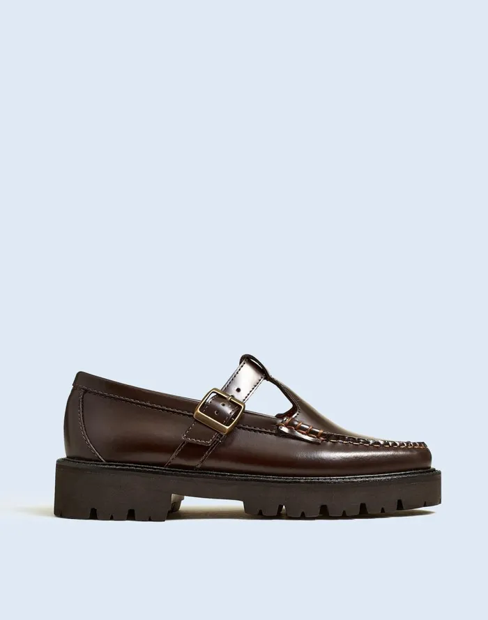 Women Flats and Loafers Madewell Madewell X GHBASS Mary Jane Lug Weejuns Loafers Dark Brown