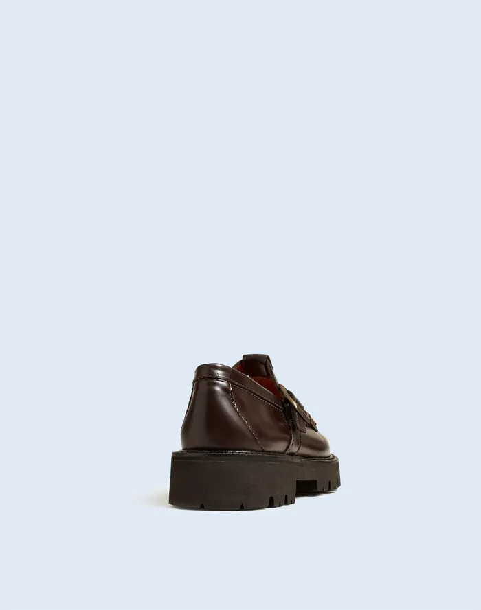 Women Flats and Loafers Madewell Madewell X GHBASS Mary Jane Lug Weejuns Loafers Dark Brown