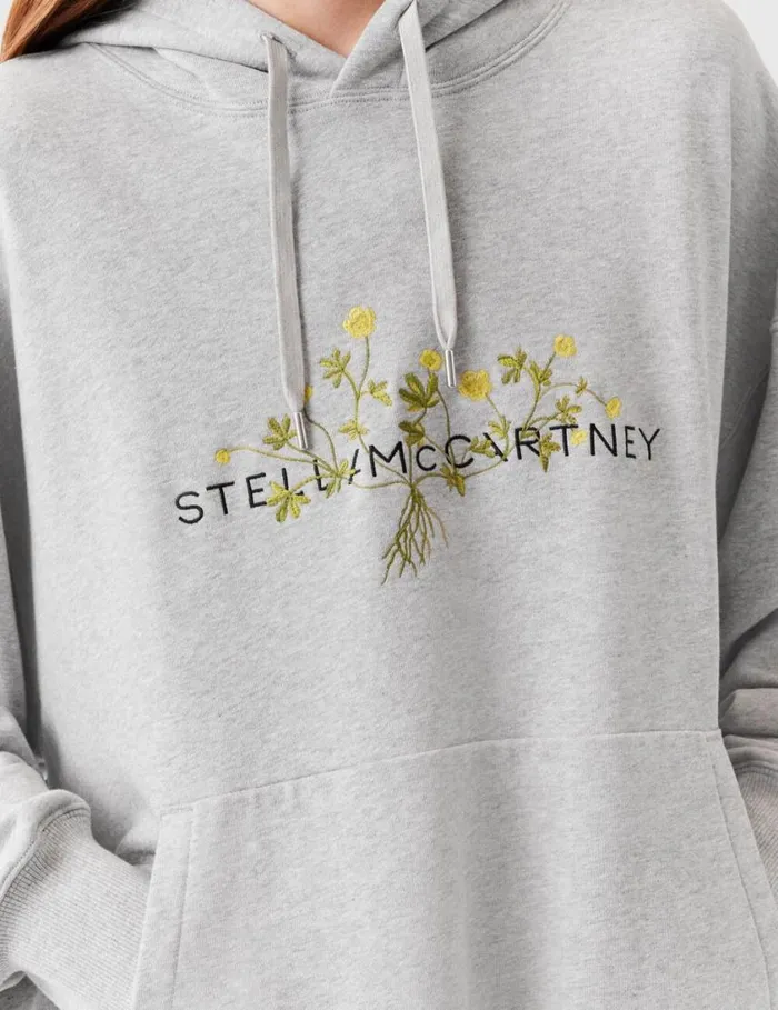 Women Floral Embroidered Logo Hoodie Grey Melange Stella McCartney Sweatshirts And TShirts Women Floral Embroidered Logo Hoodie Grey Melange Stella McCartney Sweatshirts And TShirts