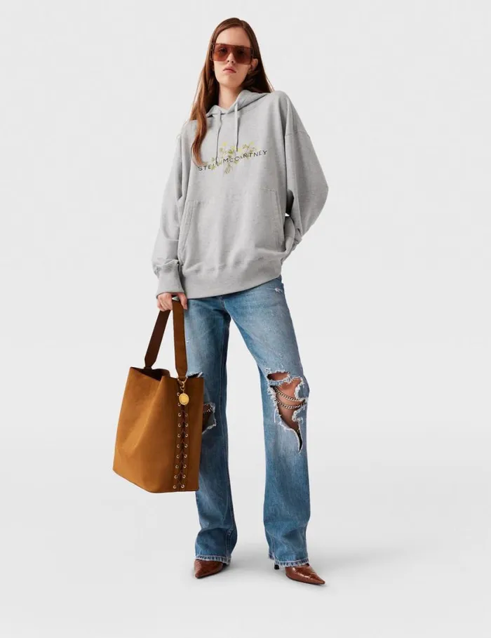 Women Floral Embroidered Logo Hoodie Grey Melange Stella McCartney Sweatshirts And TShirts Women Floral Embroidered Logo Hoodie Grey Melange Stella McCartney Sweatshirts And TShirts