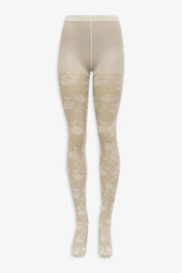 Women Floral Knit Tights Ivory For Love and Lemons Accessories