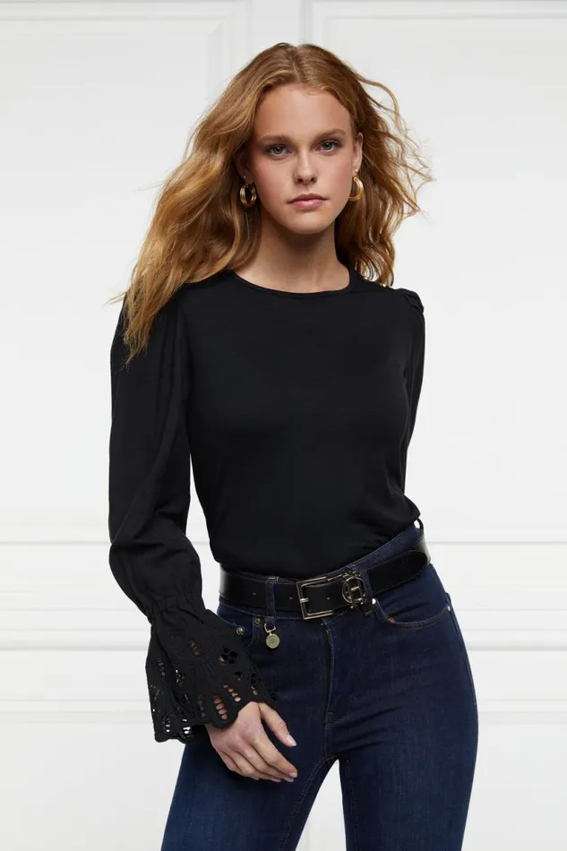 Women Francesca Jersey Blouse Black Holland Cooper Tops
