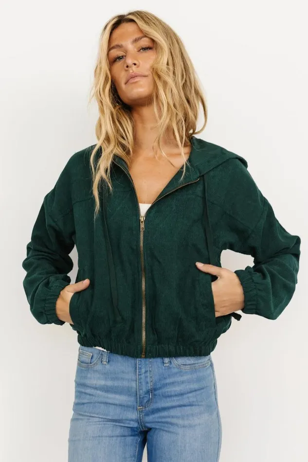 Women Frankie Zip Jacket Dark Green Baltic Born Outerwear
