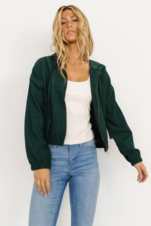 Women Frankie Zip Jacket Dark Green Baltic Born Outerwear Women Frankie Zip Jacket Dark Green Baltic Born Outerwear