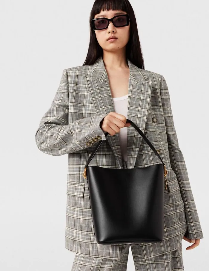 Women Frayme Bucket Tote Bag Pitch Black Stella McCartney TopHandle Bags