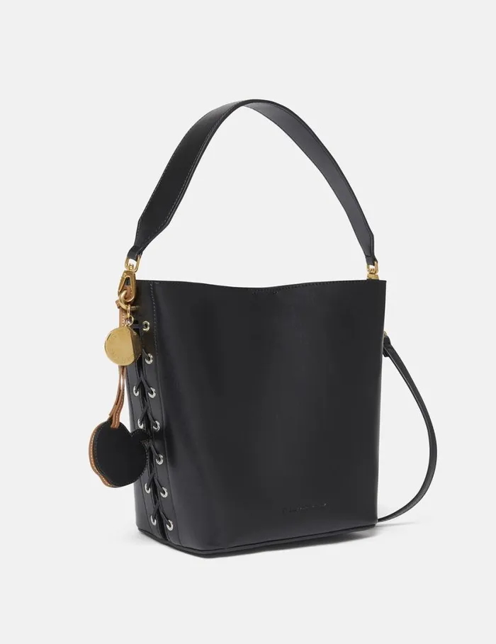 Women Frayme Bucket Tote Bag Pitch Black Stella McCartney TopHandle Bags