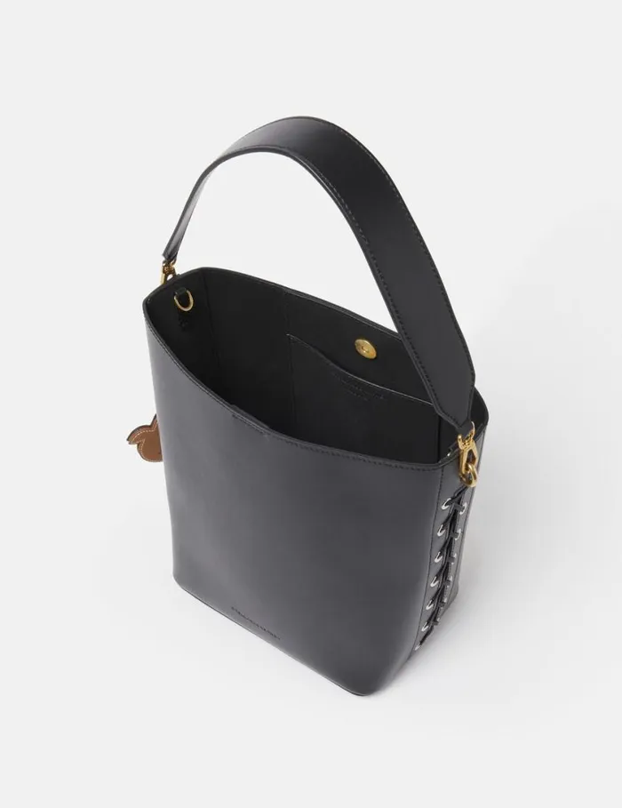 Women Frayme Bucket Tote Bag Pitch Black Stella McCartney TopHandle Bags