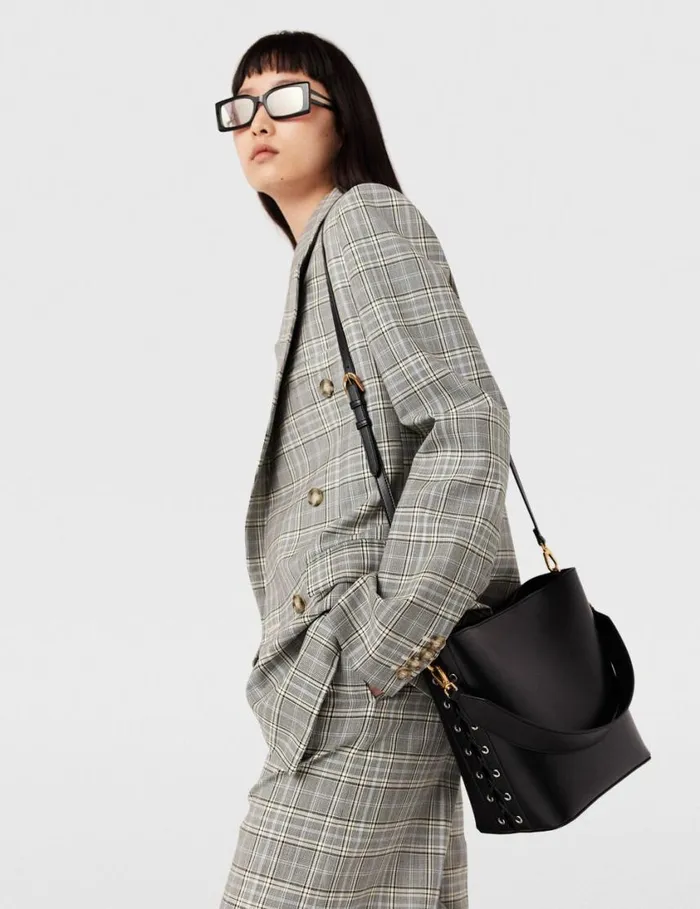 Women Frayme Bucket Tote Bag Pitch Black Stella McCartney TopHandle Bags
