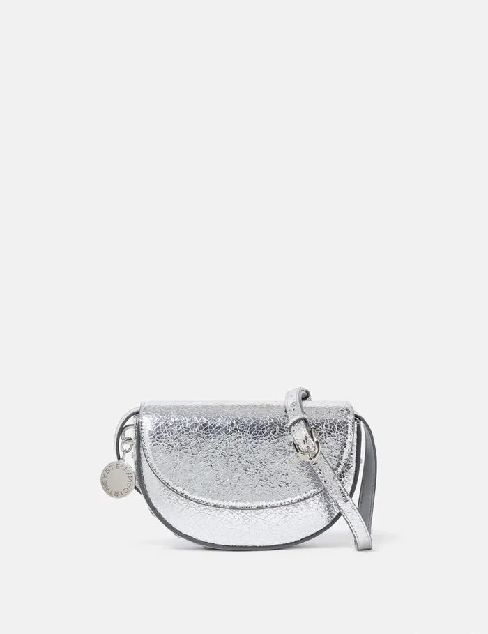 Women Frayme Crackled Silver Shoulder Bag Silver Stella McCartney Mini Bags And Clutches
