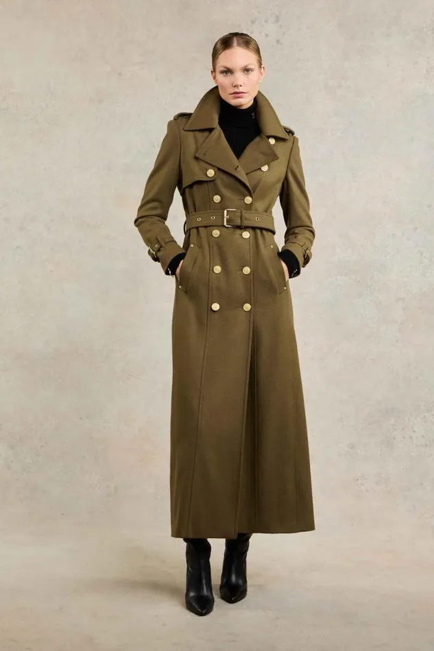Women Full Length Chelsea Trench Coat Khaki Holland Cooper Tailoring