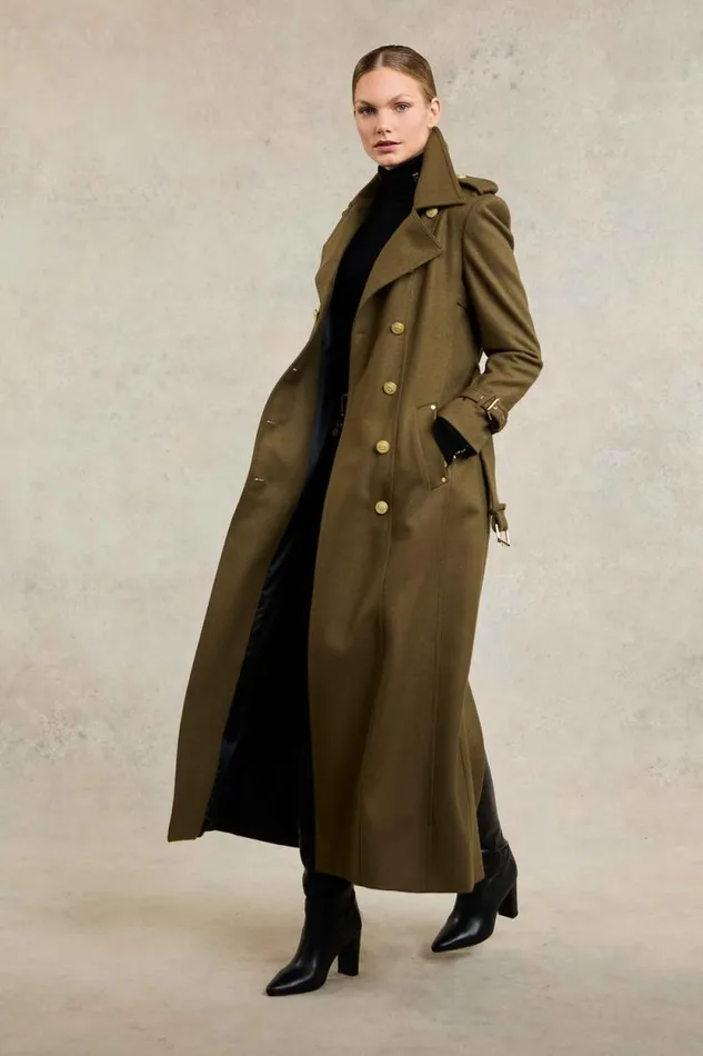 Women Full Length Chelsea Trench Coat Khaki Holland Cooper Tailoring
