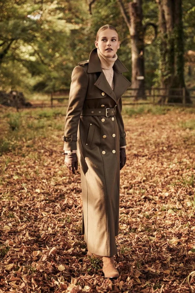 Women Full Length Chelsea Trench Coat Khaki Holland Cooper Tailoring