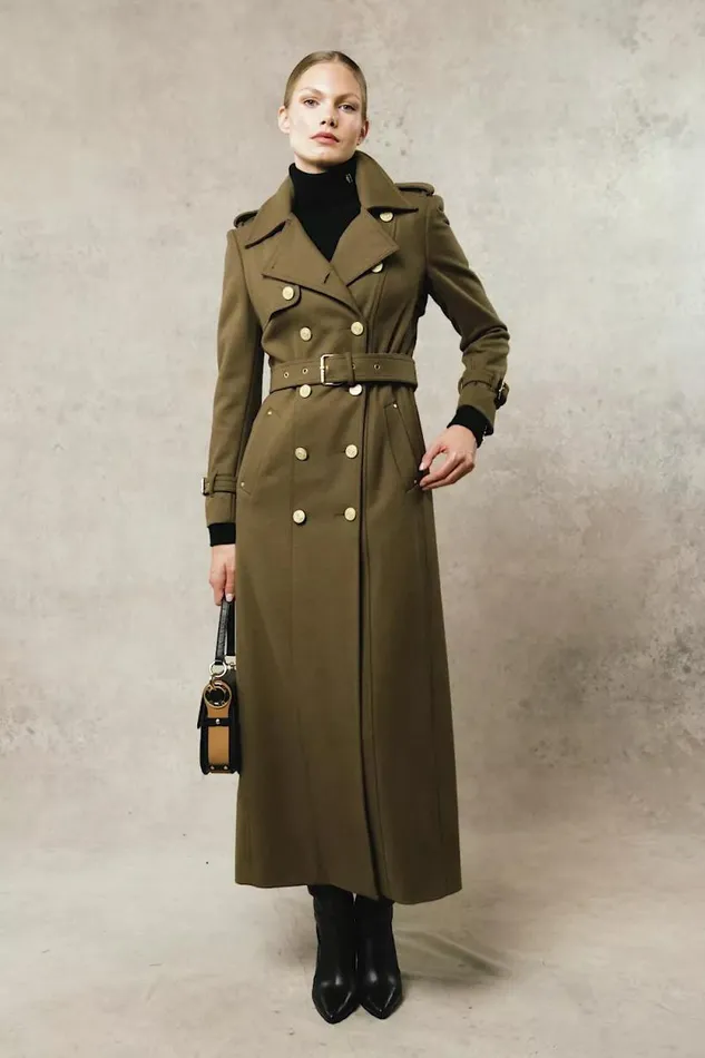 Women Full Length Chelsea Trench Coat Khaki Holland Cooper Tailoring