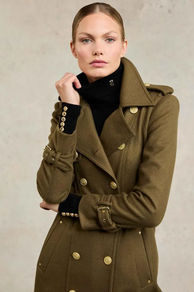 Women Full Length Chelsea Trench Coat Khaki Holland Cooper Tailoring