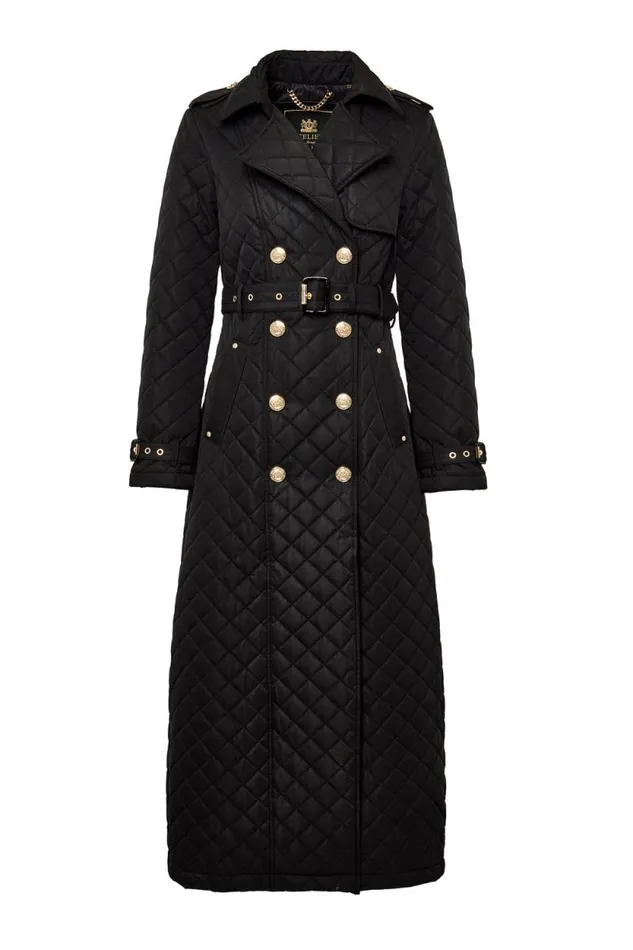 Women Full Length Enstone Quilted Trench Coat Black Holland Cooper Coats