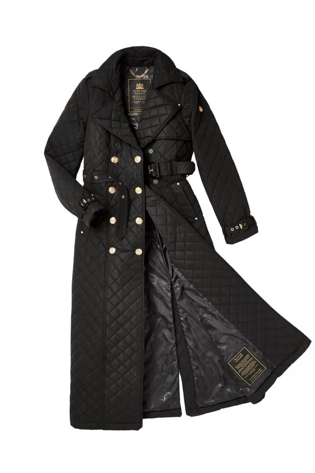 Women Full Length Enstone Quilted Trench Coat Black Holland Cooper Coats