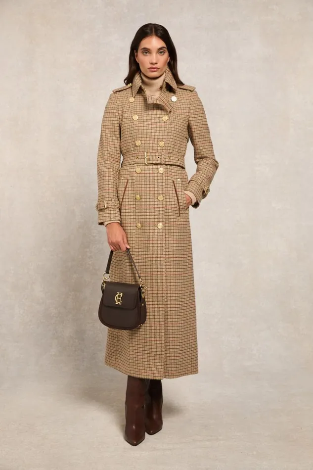Women Full Length Marlborough Trench Coat Charlton Tweed Holland Cooper Tailoring