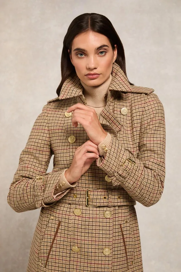 Women Full Length Marlborough Trench Coat Charlton Tweed Holland Cooper Tailoring