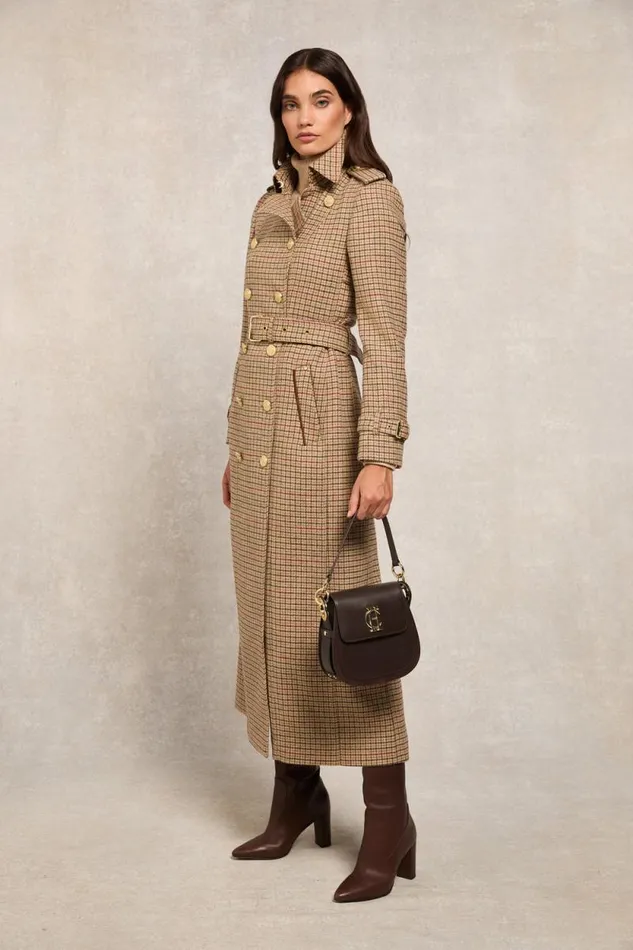 Women Full Length Marlborough Trench Coat Charlton Tweed Holland Cooper Tailoring