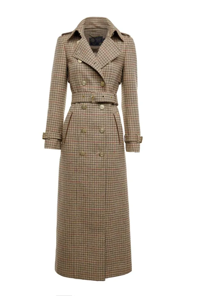 Women Full Length Marlborough Trench Coat Charlton Tweed Holland Cooper Tailoring