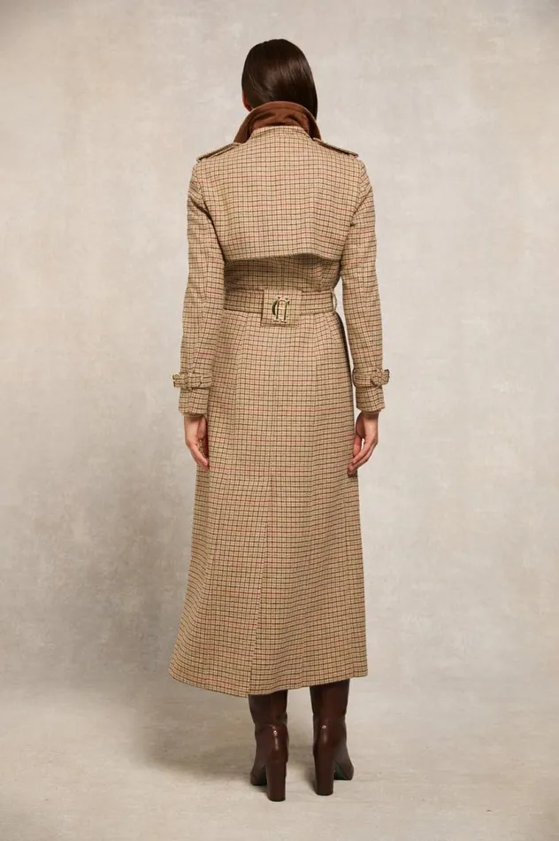 Women Full Length Marlborough Trench Coat Charlton Tweed Holland Cooper Tailoring