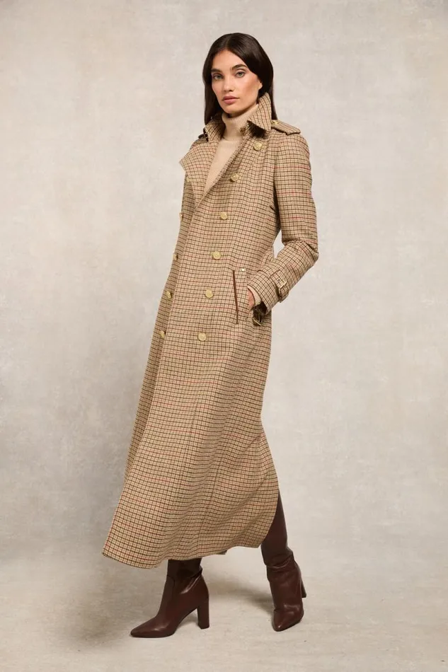 Women Full Length Marlborough Trench Coat Charlton Tweed Holland Cooper Tailoring