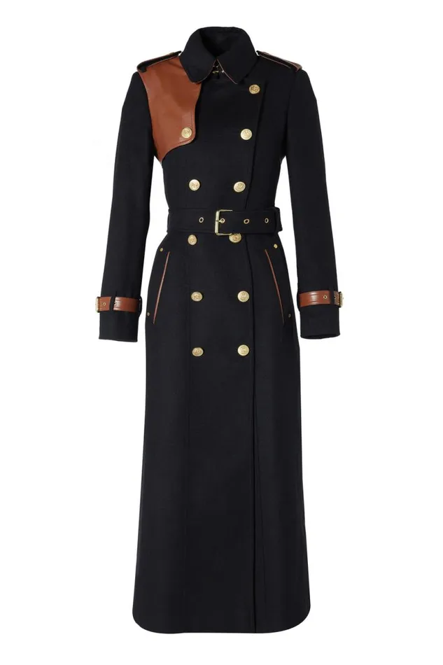 Women Full Length Marlborough Trench Coat Soft Black Tan Holland Cooper Tailoring