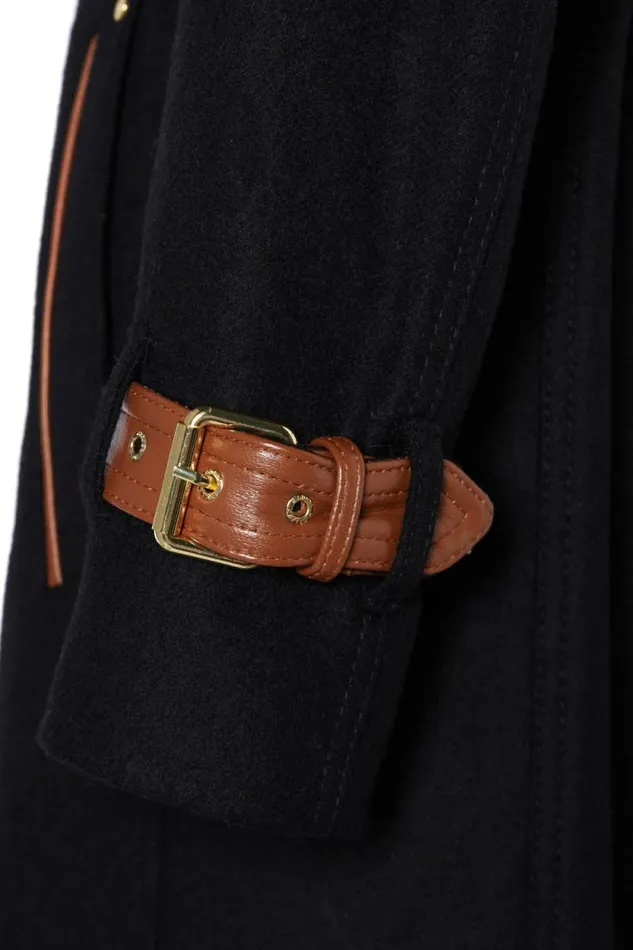 Women Full Length Marlborough Trench Coat Soft Black Tan Holland Cooper Tailoring