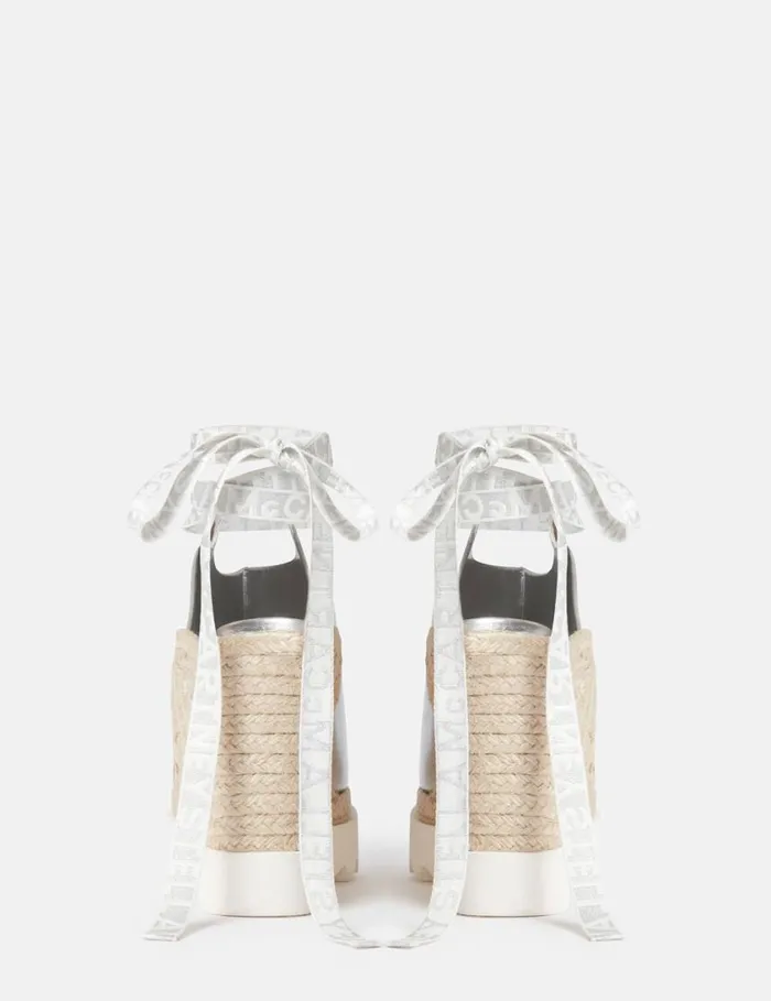 Women Gaia Metallic Heeled Espadrilles Silver Stella McCartney Espadrilles