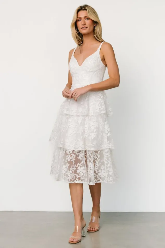 Women Giavanna Tiered Midi Dress Off White Baltic Born Tulle Styles