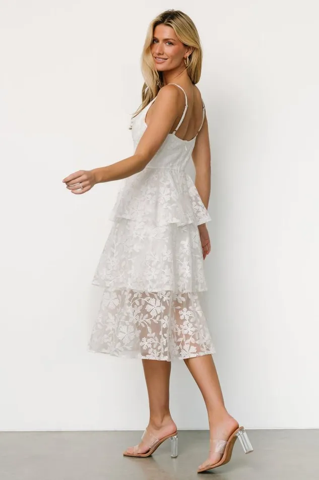 Women Giavanna Tiered Midi Dress Off White Baltic Born Tulle Styles