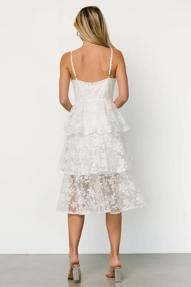 Women Giavanna Tiered Midi Dress Off White Baltic Born Tulle Styles