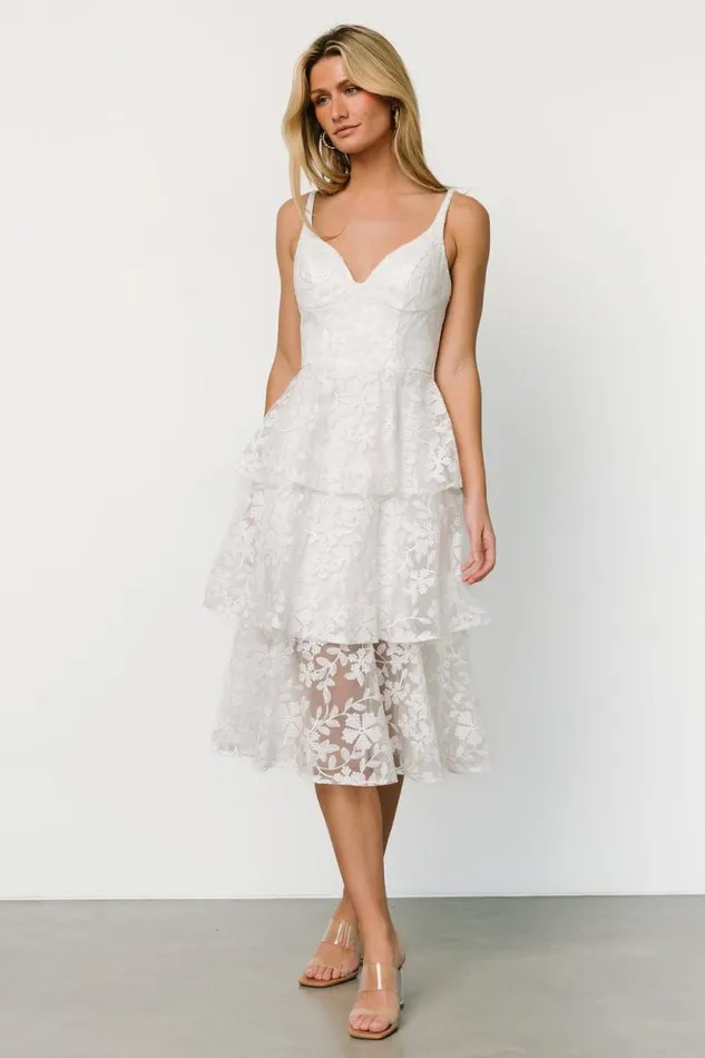 Women Giavanna Tiered Midi Dress Off White Baltic Born Tulle Styles
